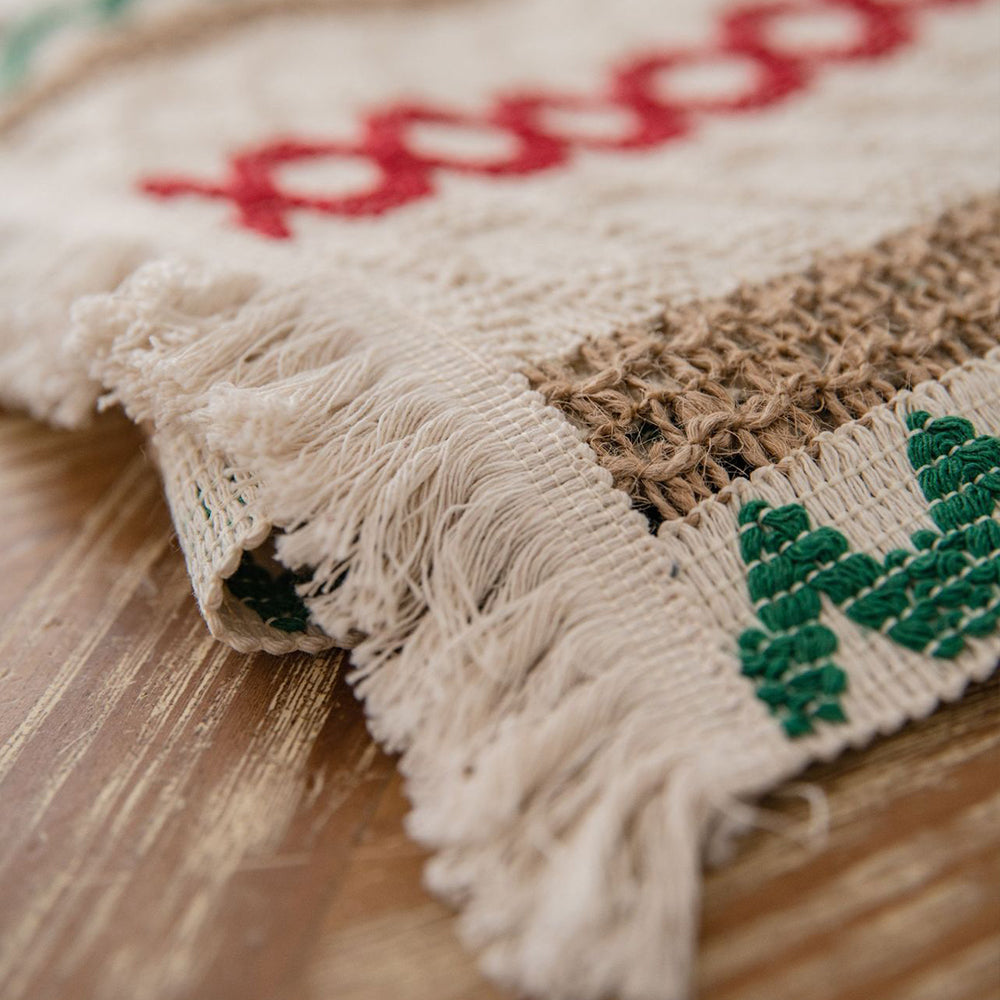 Cotton Linen Weave Table Runner with Tassels