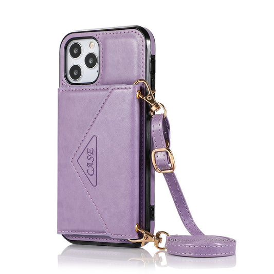 PU Leather Crossbody Phone Case Cover Wallet Card Holder for iPhone13 6.1