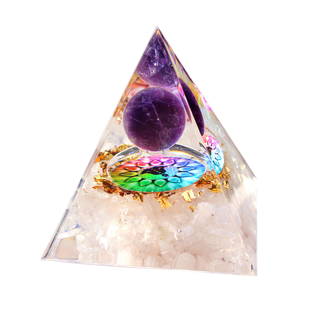 Stone Orgone Pyramids Positive Energy Healing Decor-Purple ball