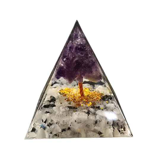 Stone Orgone Pyramids Positive Energy Healing Decor-Purple tree