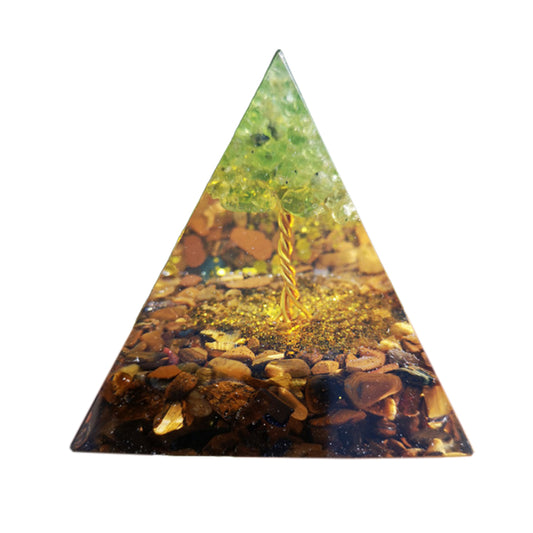 Stone Orgone Pyramids Positive Energy Healing Decor-Green tree