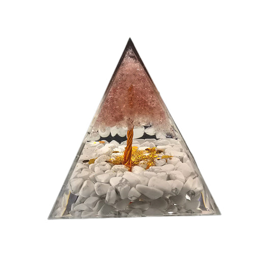 Stone Orgone Pyramids Positive Energy Healing Decor-Pink tree