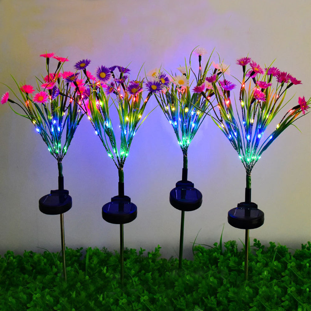 Solar Lamp Daisy Ground Light Patio Stake Walkway Outdoor Garden Decor