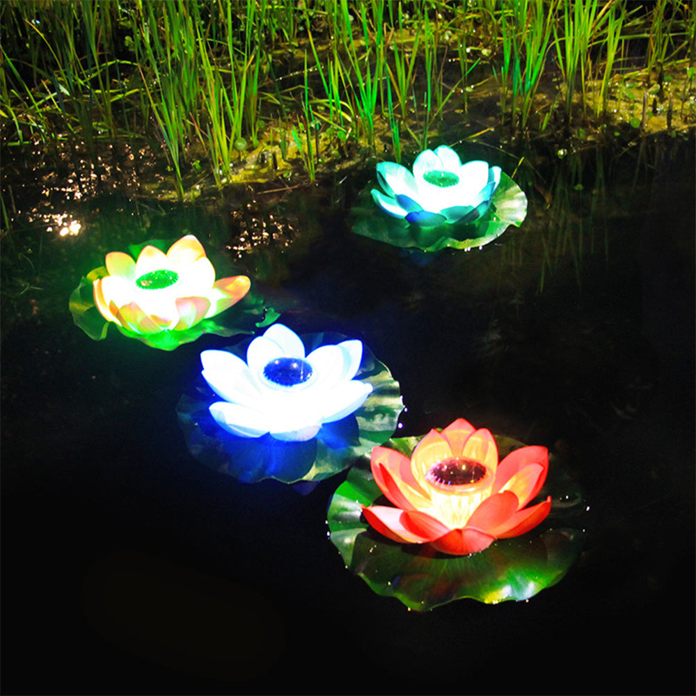 Floating Solar Lotus Flower Light Pond Pool Lamp Garden Landscape Light