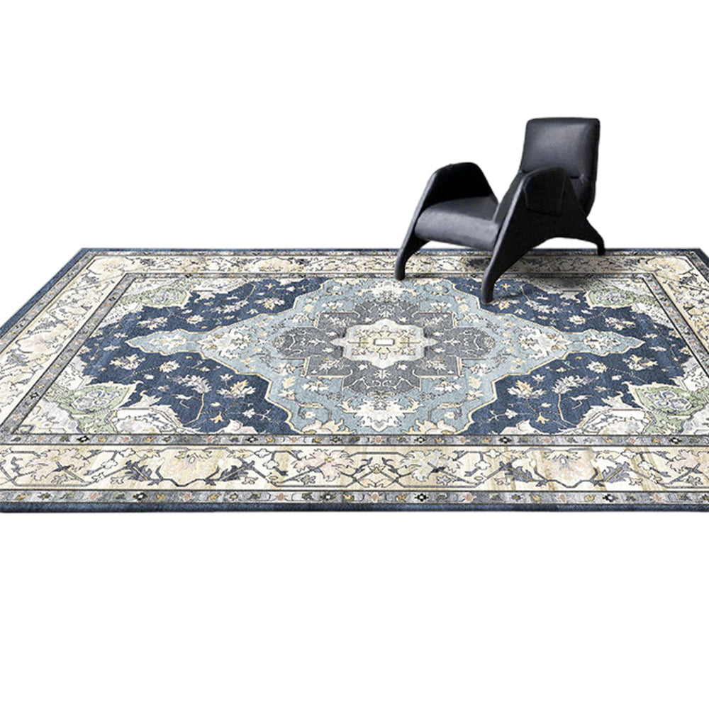 Retro Persian Printed Floor Carpet-Navy