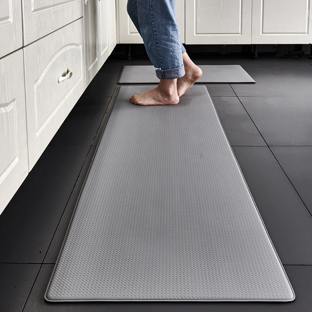 PU Leather Home Kitchen Door Mat-Grey