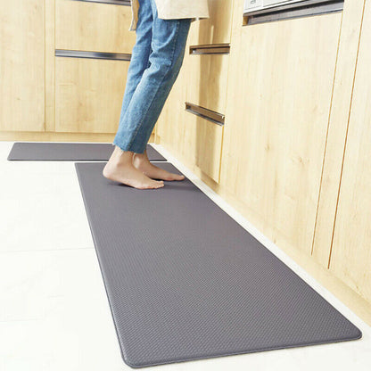 PU Leather Home Kitchen Door Mat-Grey