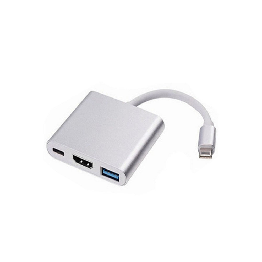 3 in 1 Hub Type C to USB-C HDMI USB 3.0 Data Charging Adapter for Laptop PC