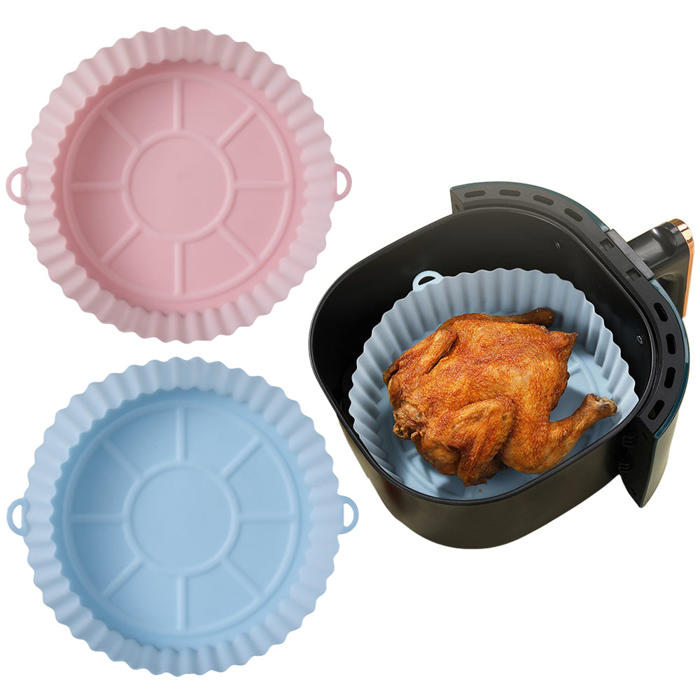 2Pcs Food-Grade Silicone Round Air Fryer Liner