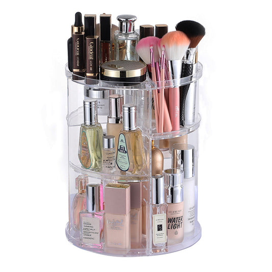 360 Degree Rotating Makeup Organizer Box Cosmetic Storage Spinning Rack Case