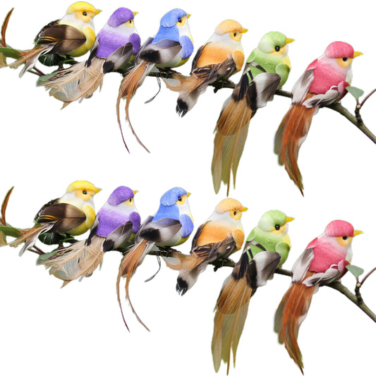 12Pcs Artificial Birds Foam Animal Models Crafts