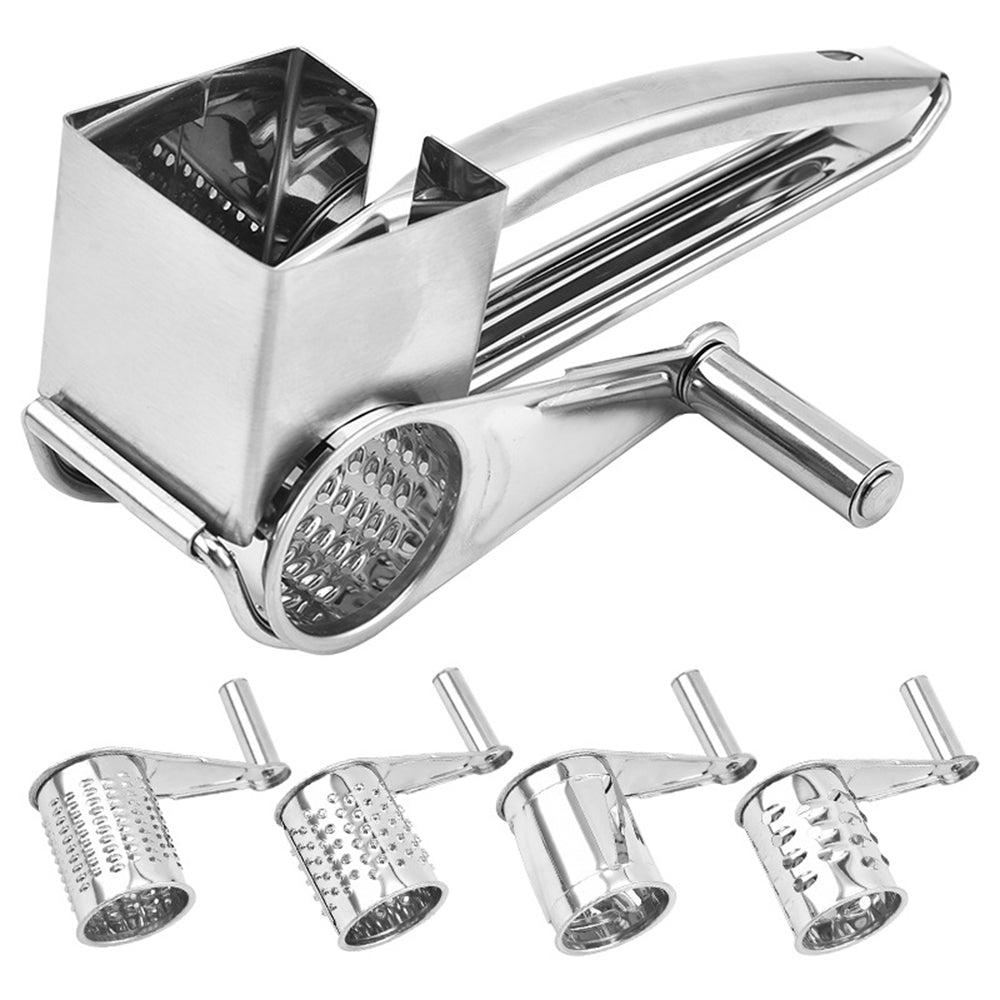 Stainless Steel Rotary Cheese Grater with 4 Rotary Drums