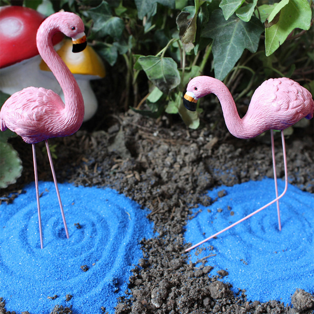 Set of 4Pcs Small Pink Flamingo Statue Garden Stakes