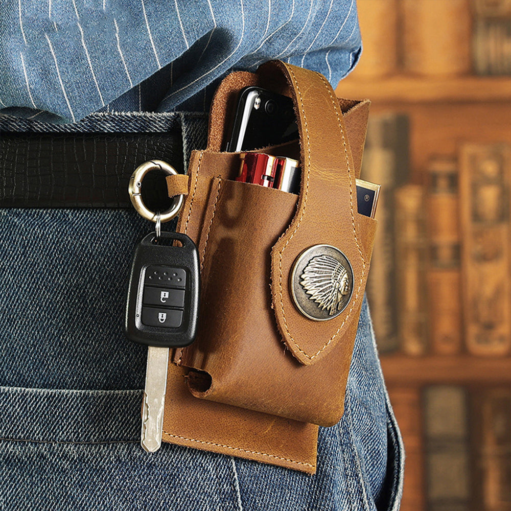 Multifunctional Leather Mobile Phone Belt Bag Waist Bag