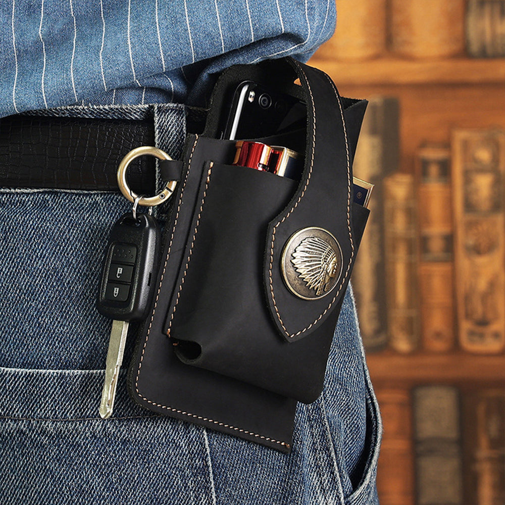 Multifunctional Leather Mobile Phone Belt Bag Waist Bag