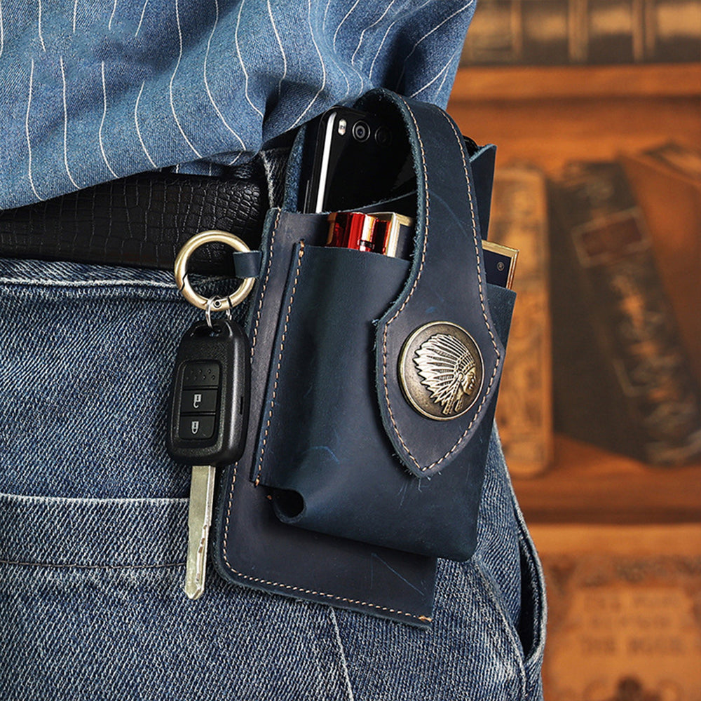 Multifunctional Leather Mobile Phone Belt Bag Waist Bag