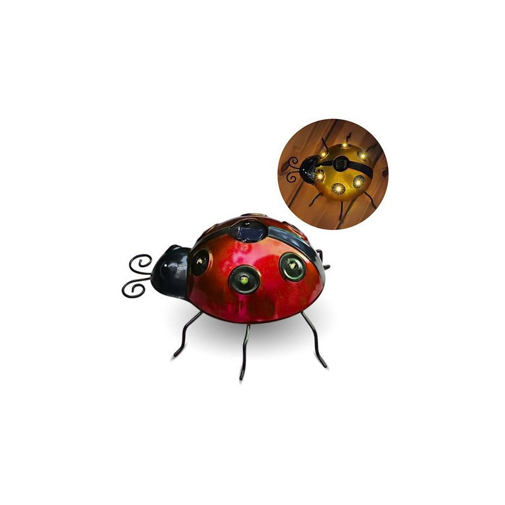 Ladybug Garden Statue with Solar Lights Garden Backyard Lawn Decoration