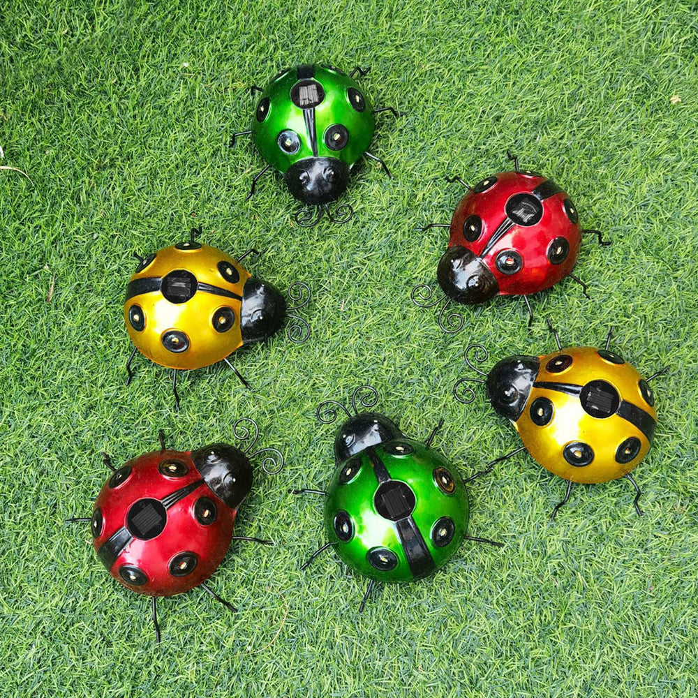 Ladybug Garden Statue with Solar Lights Garden Backyard Lawn Decoration