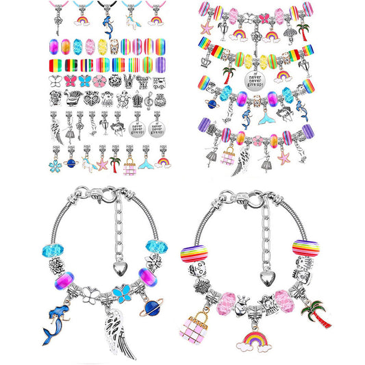 112pcs DIY Charm Jewelry Beads Crafts Bracelet Making Kit Gifts for Girls Xmas