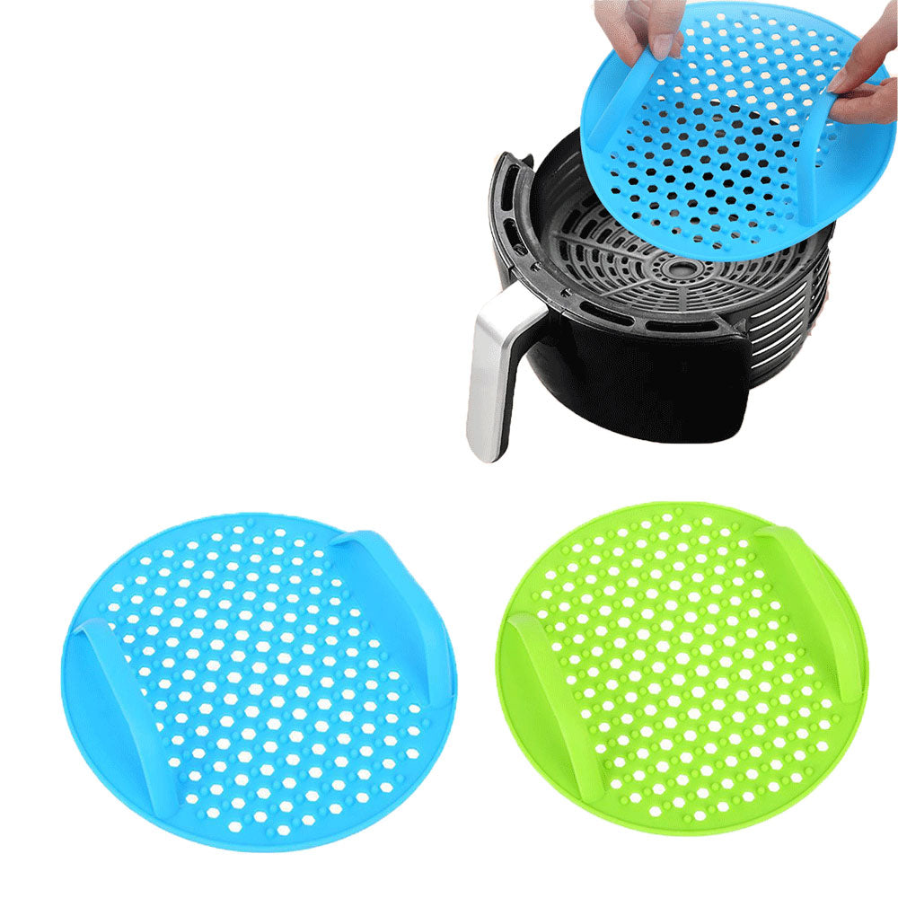 2Pcs Air Fryer Silicone Pot Reusable Air Fryer Liners - Blue&Green