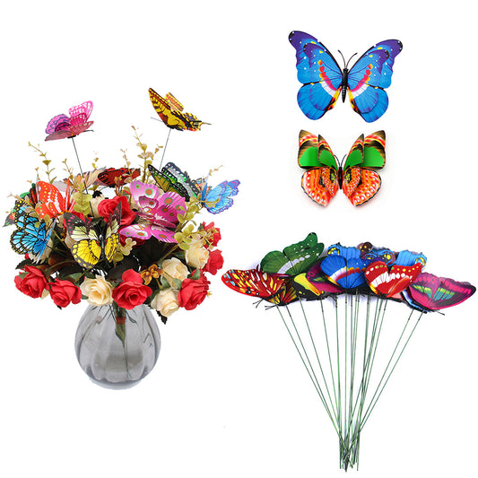 50pcs Double-Layer Wings Butterfly Stakes