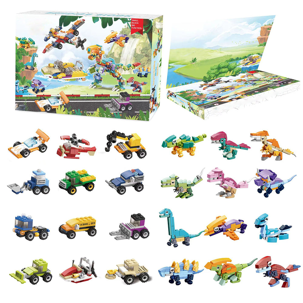 Christmas Advent Calendar Insect Dinosaur Building Blocks Toy-Cars and Dinosaurs