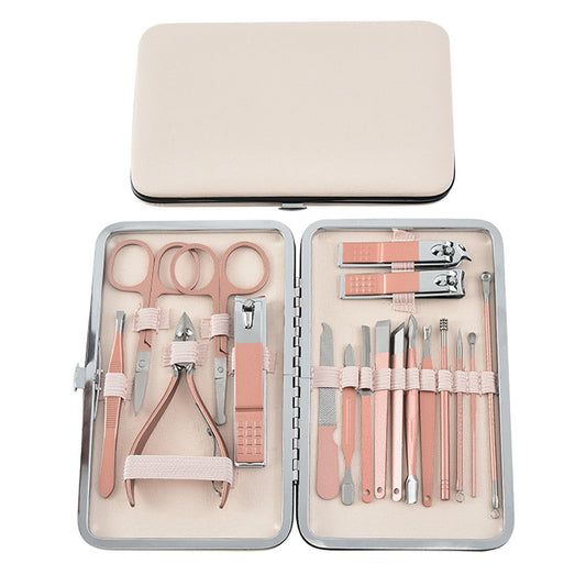 18PCS Manicure Pedicure Kit Stainless Steel Pedicure Grooming Clippers Tools