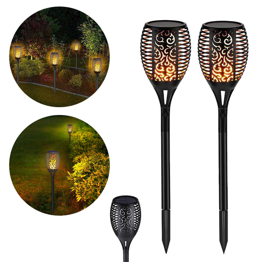 2Pcs Hollow Carved Flames Solar Light