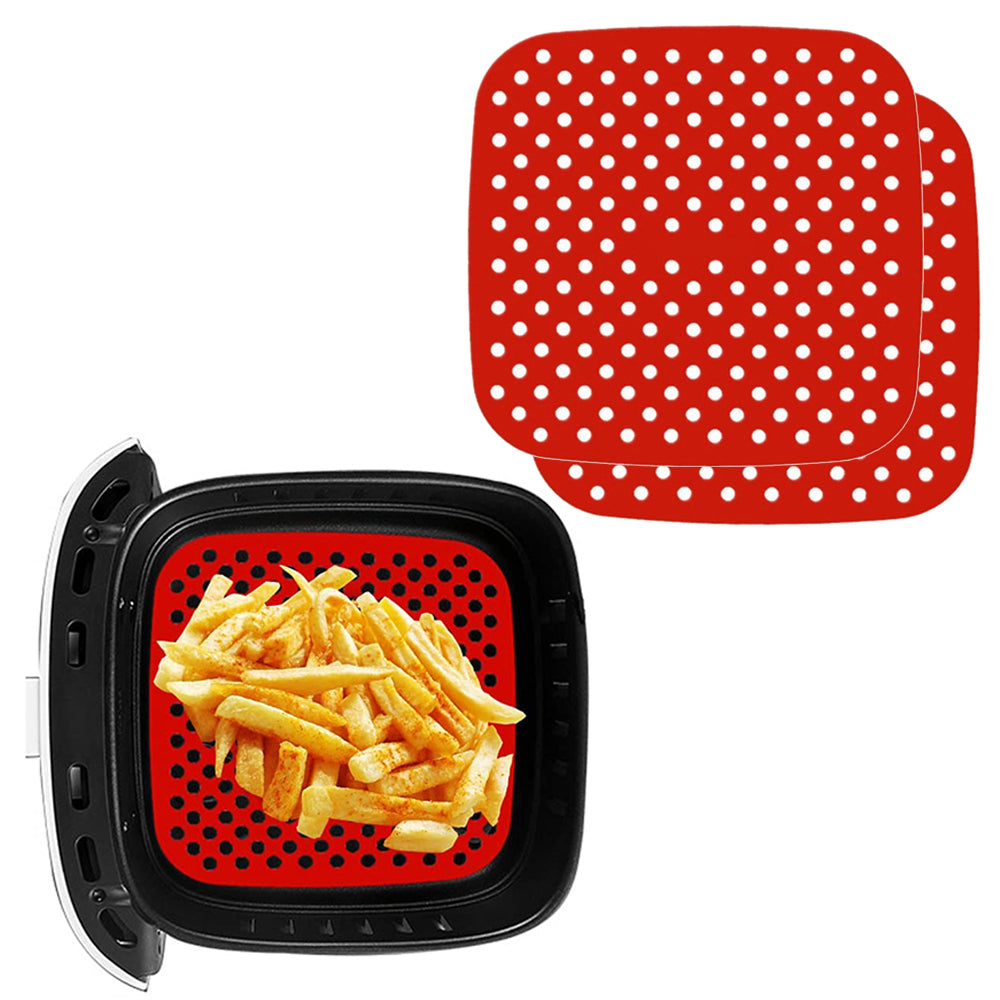 2-Pack 7.5/8.5 Inch Square Non-Stick Air Fryer Mat for Frying