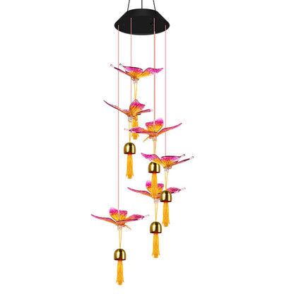 Butterfly Hummingbird Wind Chimes Pendant Bell Solar Wind Chime Lights