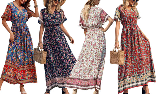 Floral Short Sleeve Maxi Dress