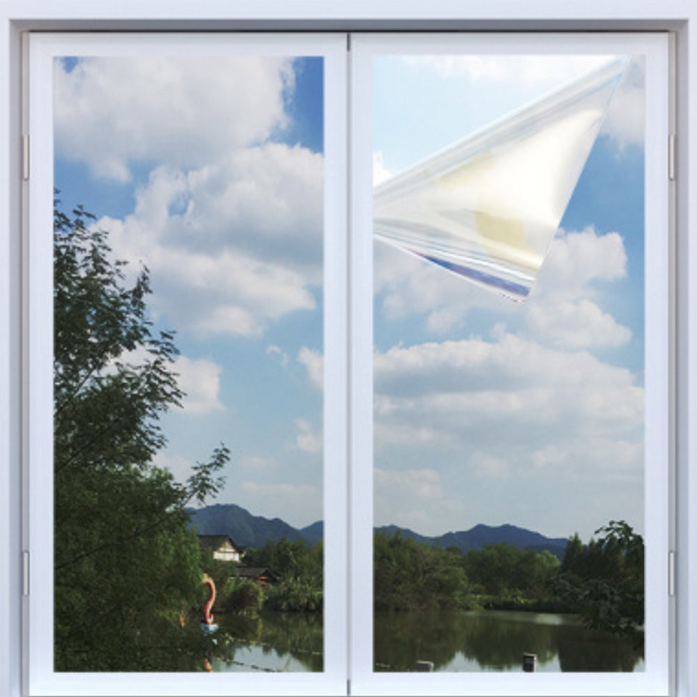 One Way Mirror Effect Tint Window Privacy Protecting Film-Silver