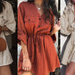 Women's Cotton Lantern Sleeve Shirt Dress