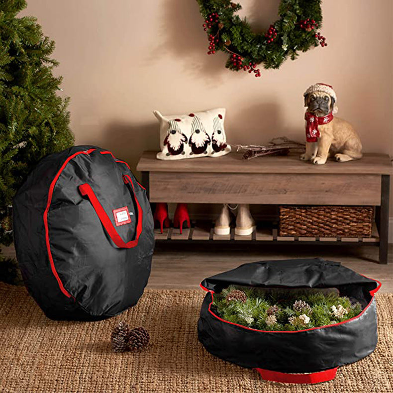 Waterproof Dust-Proof Christmas Wreath Storage Bag-Black