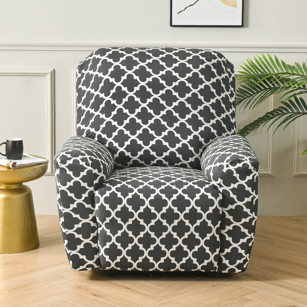 Stretch Recliner Cover-Grey Plaid