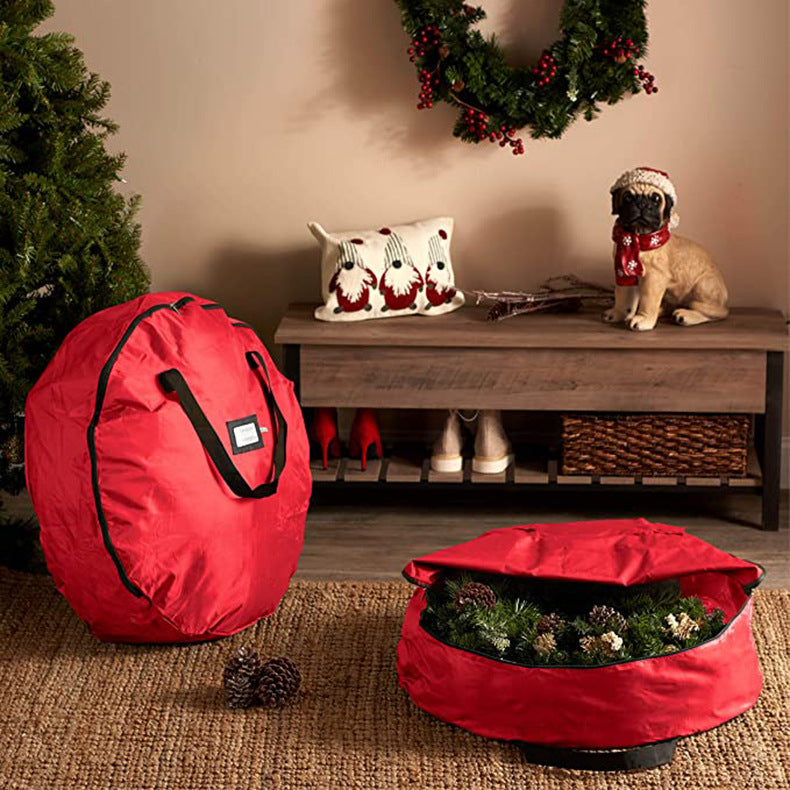 Waterproof Dust-Proof Christmas Wreath Storage Bag-Red