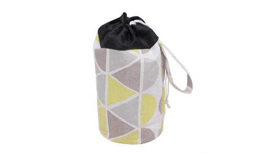 Toy Storage Basket and Play Mat -Yellow And Gray Triangle