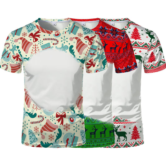 Men Short Sleeve Christmas Tee Round Neck Summer Xmas Beach T-Shirts Tops