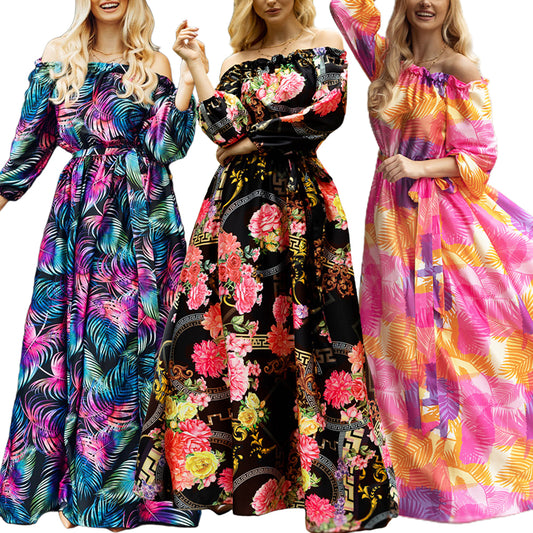 Women's Floral Printed Off-Shoulder Dress