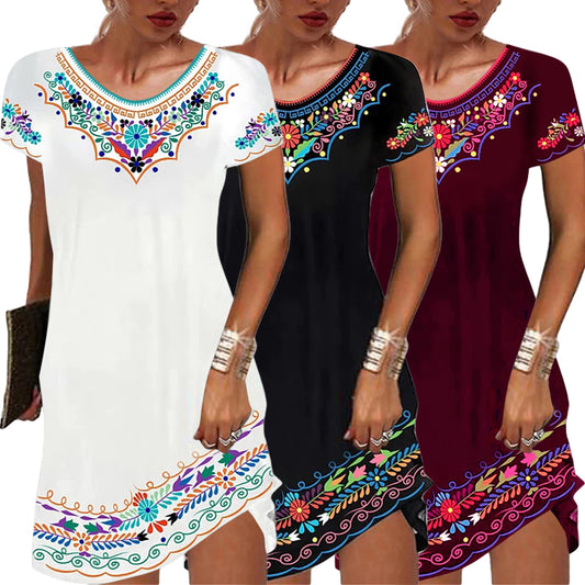 Women's Ethnic Summer T-shirt Dress