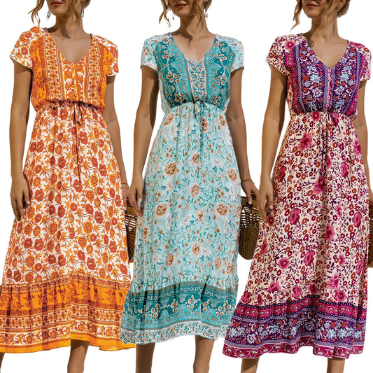 Women's Bohemian Floral Print Dress
