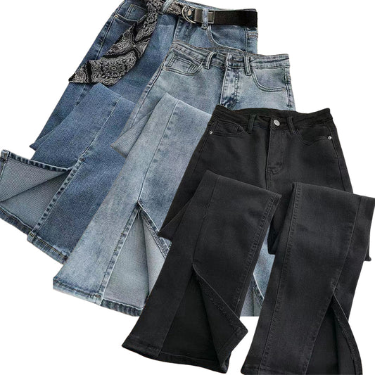 Women Casual High Waisted Flare Jeans
